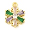 Snowflake Real 18K Gold Plated Rack Plating Brass Micro Pave Cubic Zirconia Pendants Charms, Lead Free & Cadmium Free, Colorful, 12.5x9.5x3mm, Hole: 3mm