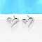 925 Sterling Silver Stud Earrings, Platinum, Heart, 7.5x8mm
