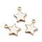 Ion Plating(IP) 316 Surgical Stainless Steel Charms, Star, Real 24K Gold Plated, 13x11x1.5mm, Hole: 1.8mm
