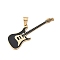 316 Surgical Stainless Steel Enamel Big Pendants, Guitar, Vacuum Plating, Real 18K Gold Plated, Black, 71.5x26x2.5mm, Hole: 9x6mm