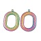 Ion Plating(IP) 304 Stainless Steel Pendants, Oval Charm, Rainbow Color, 41.5x27.5x2mm, Hole: 2mm
