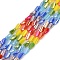 Electroplate Glass Beads, Twisted Form, Faceted, Gradient Color, Mixed Color, 7x4.5x3mm, Hole: 0.9mm, about 63pcs/strand, 17.05''(43.3cm)