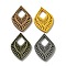 Wood Pendants, Rhombus, Mixed Color, 35.5~36x26x3.5~4mm, Hole: 13.5x10.5mm