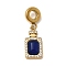 304 Stainless Steel & Cat Eye European Dangle Charms, Perfume Bottle Large Hole Pendants with Crystal Rhinestone, Ion Plating(IP), Golden, Dark Blue, 29mm, Hole: 4.5mm