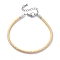 Polyester Cord Braided Bracelet Makings, with Stainless Steel Claw Lobster Clasps, Brass Findings, Long-Lasting Plated, Pearl Pink, 7-3/8 inch(18.8cm)