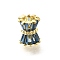 Rack Plating Column Brass Micro Pave Clear Cubic Zirconia Beads, Long-Lasting Beads, Lead Free & Cadmium Free, Real 18K Gold Plated, Light Steel Blue, 11x9x9mm, Hole: 4mm