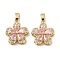 Flower Brass Micro Pave Cubic Zirconia Pendants, Cadmium Free & Nickel Free & Lead Free, Real 18K Gold Plated, 17x15x5mm, Hole: 5x2.5mm