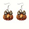 Acrylic Dangle Earrings, Bowknot with Pumpkin, Platinum, Chocolate, 30mm