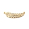 Brass Micro Pave Clear Cubic Zirconia Connector Charms, Nickle Free, Leaf Links, Long-Lasting Plated, Real 18K Gold Plated, 30x10x2mm, Hole: 1mm