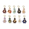 10Pcs 10 Styles Copper Wired Gemstone Pendants, with 304 Stainless Steel Open Jump Rings, Flower, 17x9.5x4.5mm, Hole: 3.4mm