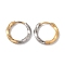 Twist Ring Ion Plating(IP) 304 Stainless Steel Two Tone Hoop Earrings for Women, Golden & Stainless Steel Color, 17x16mm