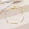 Fashionable Vintage Beach Style Brass Ball Adjustable Ladies Chain Anklets, Real 18K Gold Plated, 9-1/8 inch(230mm)