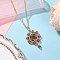 Flower Handmade Seed Beads & AB Color Glass Beaded Pendant Necklaces, with 304 Stainless Steel Jewelry for Women, Golden, Sienna, 17.83 inch(45.3cm)