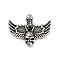 Retro 304 Stainless Steel Pendants, Skull with Wing Charm, Antique Silver, 38x45.5x12.5mm, Hole: 6x9mm