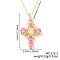 Brass Pave Cubic Zirconia Virgin Mary Cross Pendant Necklaces, Fashionable Gift for Women, Golden, Pink, 15.75 inch(40cm)