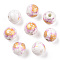 Handmade Printed Porcelain Beads, Round, Goldenrod, 8mm, Hole: 2mm