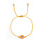 Bohemian Style Resin Evil Eye Bead Braided Bracelets, Adjustable Nylon Cord Braided Bracelets for Women, Orange, Inner Diameter: 11 inch(28cm)