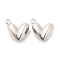 Heart Brass Pendants, Rack Plating, Lead Free & Cadmium Free, Long-Lasting Plated, Platinum, 17x15x6mm, Hole: 2mm