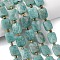 Natural Amazonite Beads Strands, Rectangle, Faceted, with Seed Beads, 10x8~8.5x4.5~5mm, Hole: 1mm, about 31pcs/strand, 14.57''(37cm)