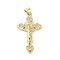 Rack Plating Brass Micro Pave Cubic Zirconia Pendants, Cross with Jesus, Long-Lasting Plated, Cadmium Free & Lead Free, Real 18K Gold Plated, 35x19.5x3.5mm, Hole: 3.5x3mm