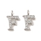 Initial Letter Brass Micro Pave Cubic Zirconia Pendants, Letter F, 9~10x4~10x1.5~2mm, Hole: 1.5mm