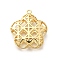 Brass Pendants, Star, Hollow, Real 18K Gold Plated, 31x28x10mm, Hole: 2mm