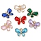 Rack Plating Brass Clear Cubic Zirconia Pendants, with Glass, Lead Free & Cadmium Free, Long-Lasting Plated, Butterfly, Real 14K Gold Plated, Mixed Color, 22x29x5mm, Hole: 2mm