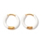 304 Stainless Steel & Enamel Hoop Earrings for Women, Ring, Golden, White, 17x3mm