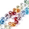 Electroplate Glass Beads Strands, Faceted, Teardrop, Colorful, 8x6mm, Hole: 0.8mm, about 64pcs/strand, 10.43''(26.5cm)
