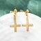 Upside Down Cross 201 Stainless Steel Dangle Stud Earrings, with 304 Stainless Steel Pins, Golden, 27.5x12.5mm