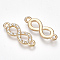 Alloy Rhinestone Links connectors, Infinity, Crystal, Golden, 22.5x8x2.5mm, Hole: 1.5mm