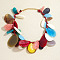 Acrylic Teardrop Petal Tassel Choker Necklaces for Women, Golden, Colorful, 14.76 inch(37.5cm)