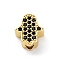 Brass Cubic Zirconia Beads, Cadmium Free & Lead Free, Hamsa Hand, Real 16K Gold Plated, 12.5x10.5x5.5mm, Hole: 2.5mm