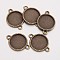 Tibetan Style Alloy Flat Round Cabochon Connector Settings, Cadmium Free & Nickel Free & Lead Free, Antique Bronze, Tray: 14mm, 23x16.5x2mm, Hole: 2mm