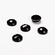 Demi-facettes ronde / dôme teint cabochons naturelles agate noire G-J300-12-10mm-1