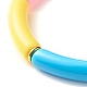 Bracelet extensible en perles de tube incurvées acryliques de couleur bonbon pour fille femmes BJEW-JB07297-01-5
