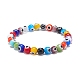 Set di braccialetti elastici con perline rotonde fatte a mano con occhi diabolici fatti a mano da 9 pz e 9 colori per bambini BJEW-JB08899-4