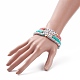 4Pcs 4 Style Handmade Polymer Clay Heishi Sunfer Stretch Bracelets Set with Brass Heart BJEW-TA00093-3