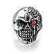 Punk Style Skull 316L Stainless Steel Cubic Zirconia Wide Band Finger Rings for Men RJEW-BB01174-10AS-1