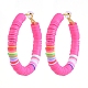 Basketball Wives Style Brass Heishi Beaded Hoop Earrings EJEW-JE04083-03-1