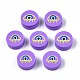 手作り樹脂粘土ビーズ  ナザールボンジュウ付きフラットラウンド  青紫色  9.5~10x4.5mm  穴：1.6mm CLAY-N007-004-04-1