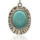 Antique Silver Plated Alloy Synthetic Turquoise Big Pendants for Gemstone Necklace Making PALLOY-J273-01AS-1