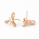 Brass Micro Pave Clear Cubic Zirconia Stud Earrings Findings KK-T062-119G-NF-2