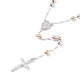 Collana lariat bicolore con perline in lega di preghiera religiosa BJEW-O140-05-2