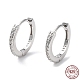 Rhodium Plated 925 Sterling Silver with Clear Cubic Zirconia Hoop Earrings EJEW-K258-11P-1