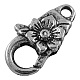 Antique Silver Alloy Flower Lobster Claw Clasps X-TIBEB-LF28-NF-NF-1-1