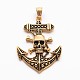 Retro Antique Golden Plated 304 Stainless Steel Anchor with Pirate Style Skull Big Pendants STAS-E094-05AG-1