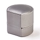 PUレザーリングボックス  ベルベットと厚紙を使って  ラウンド  ライトグレー  5.25x5.85x5.55cm LBOX-L002-A02-3