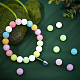 CHGCRAFT 160Pcs 8 Colors Fluorescent Silicone Beads Luminous Silicone Beads Round Chewing Beads for Teethers DIY Nursing Necklaces Bracelets Making SIL-CA0001-16-4