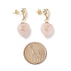 5 Pair 5 Style Natural Rose Quartz Heart Dangle Stud Earrings EJEW-JE05083-3